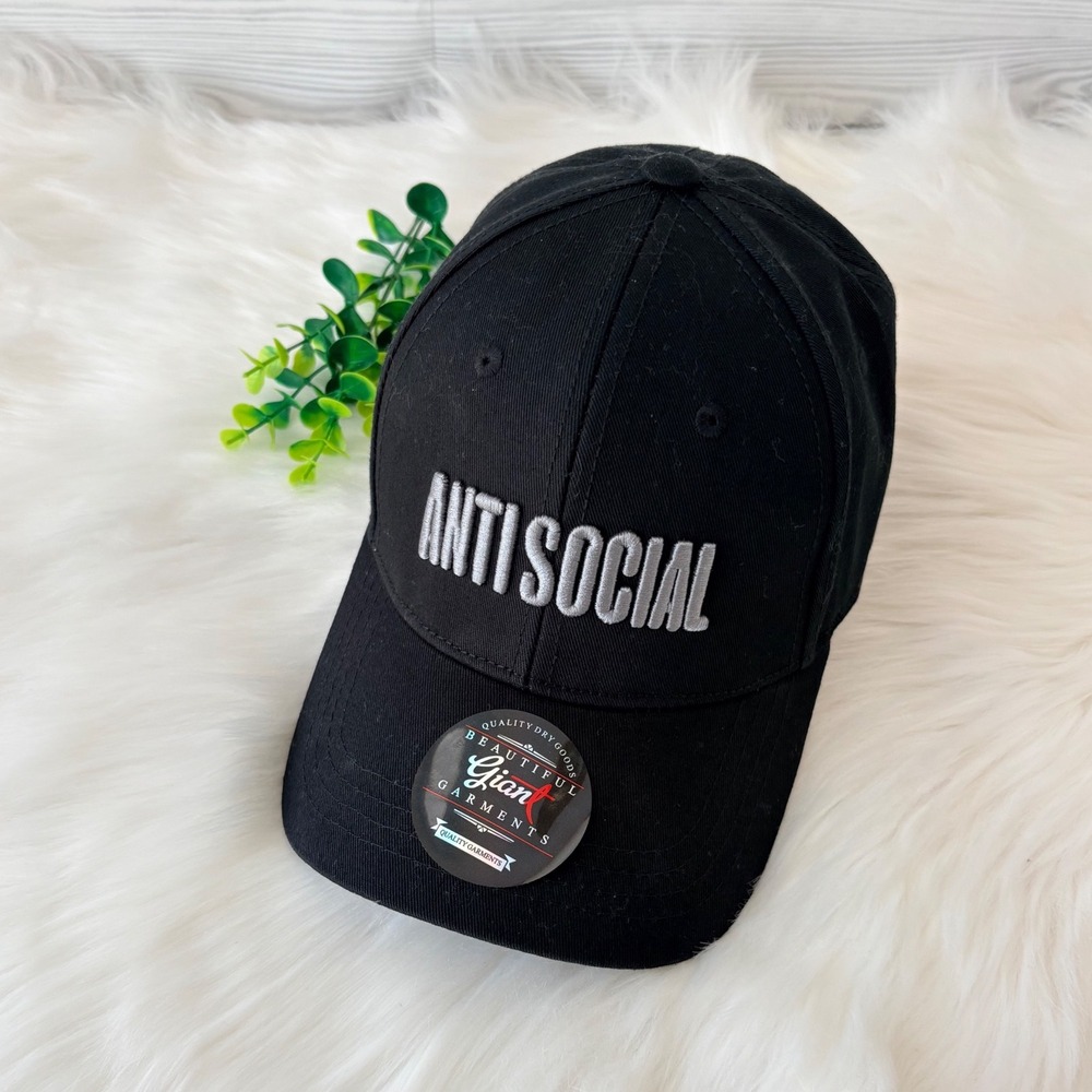 Antisocial Baseball Cap Black 100% Cotton Snapback Hat